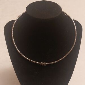Silver And Gold Toned Omega Snake Chain Choker Necklace